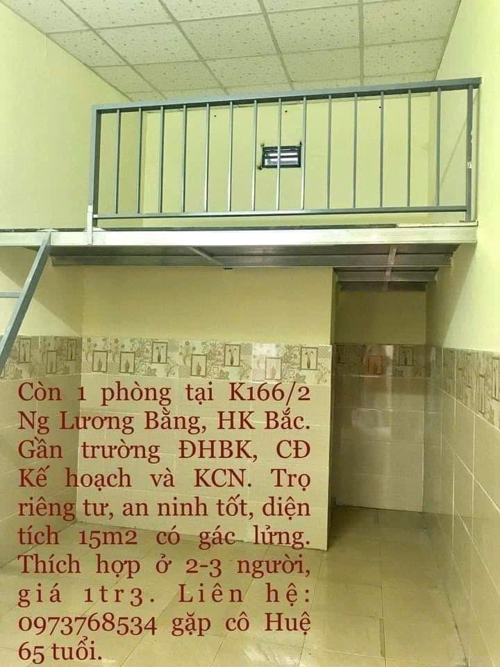 Phòng cho thuê tại K166/2 Nguyễn Lương Bằng, Liên Chiểu 15m² - An ninh tốt, riêng tư!