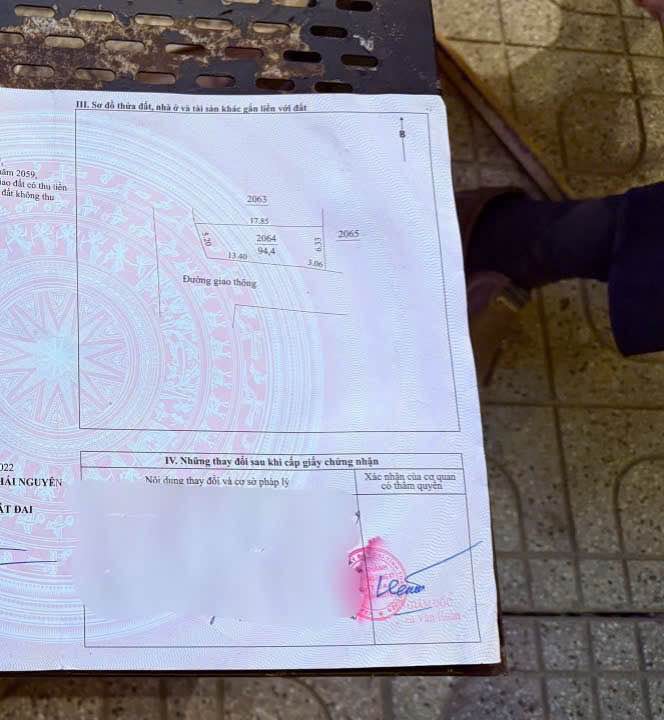 Đất thổ cư Phúc Trìu Thái Nguyên 94,4m² - Hai mặt tiền, giá tốt!