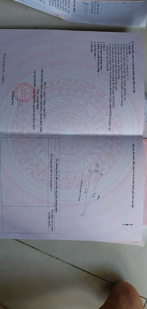 Đất nền Huyện Châu Thành, Bến Tre 45m² giá 180 triệu - Sổ đỏ chính chủ