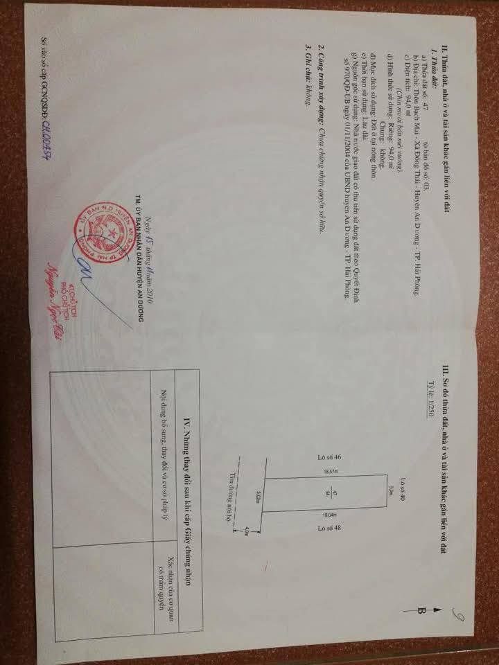 Đất Bạch Mai, Đồng Thái, An Dương, Hải Phòng 94m² - Sổ đỏ chính chủ, giá tốt!