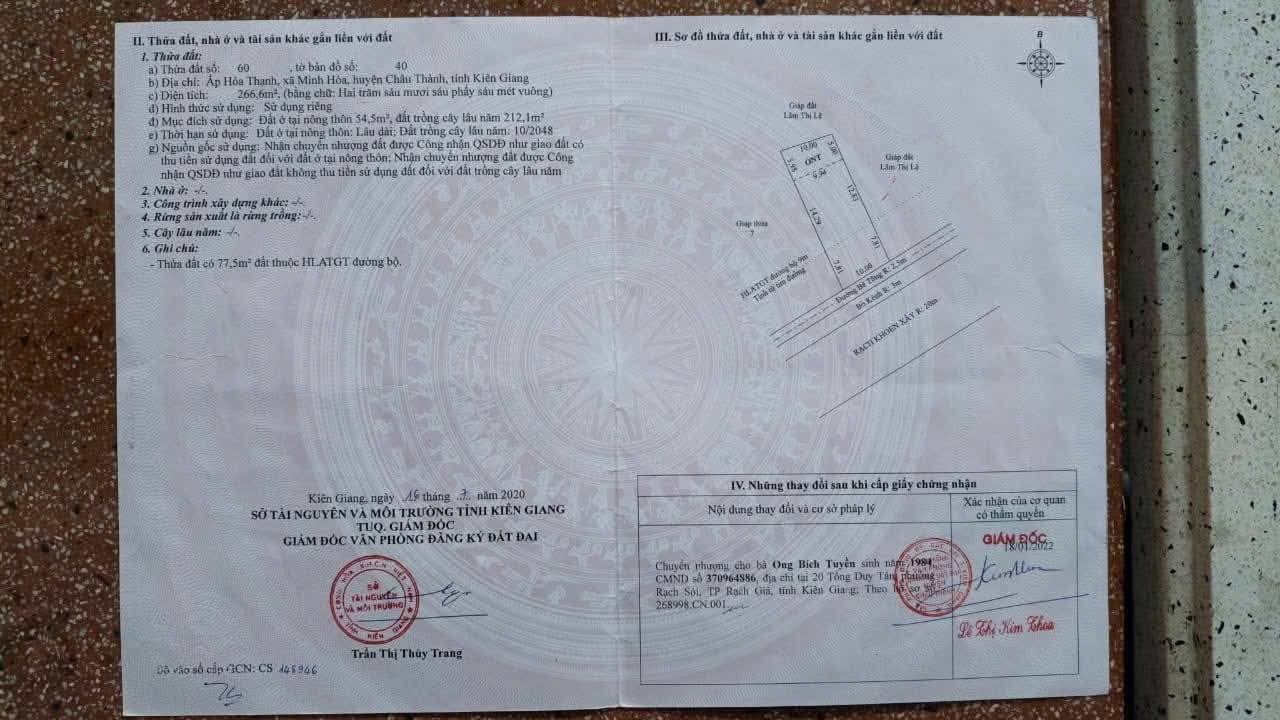 Đất nền Minh Hòa, Châu Thành 266.6m² giá 290 triệu - Cơ hội đầu tư tuyệt vời!