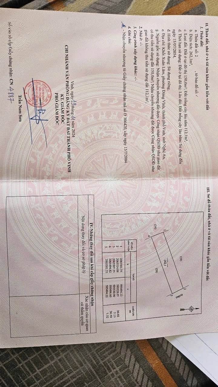 Đất nền Đông Vĩnh Nghệ An 262m² giá thỏa thuận - Đường bê tông 8m thông thoáng!