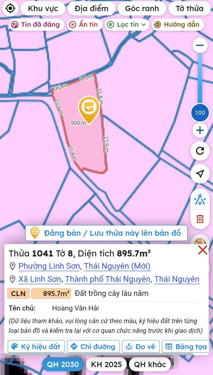 Đất nền chính chủ tại Phường Linh Sơn, Thái Nguyên 895.7m² - Cơ hội đầu tư hấp dẫn!