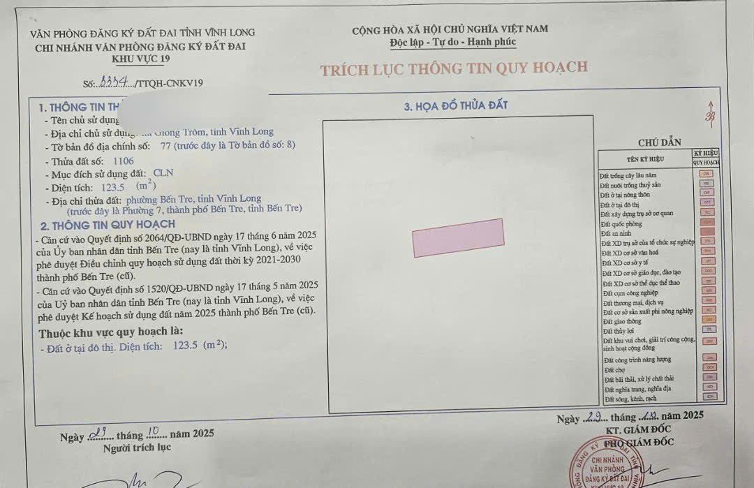 Đất nền đường Hoa Lâm, Bến Tre 123m² - Giá chỉ 470 triệu đồng!