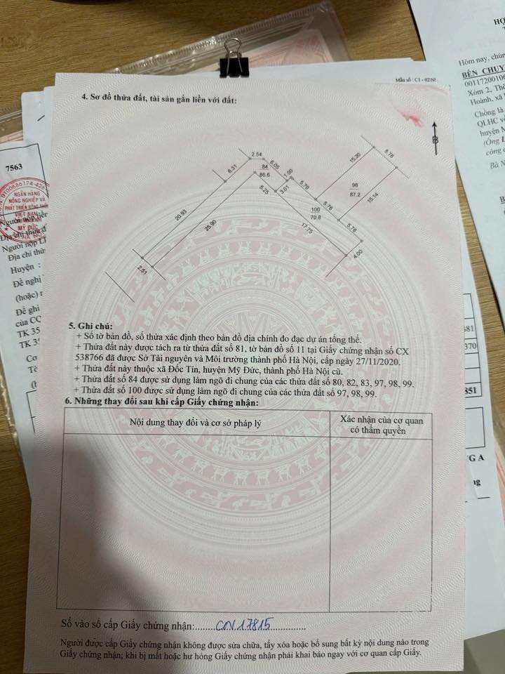 Đất thổ cư xóm 8 Đốc Tín, Mỹ Đức, 87,5m² - Ô tô vào tận nơi!