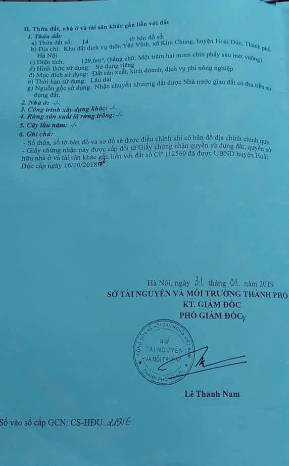 Đất dịch vụ Yên Vĩnh 129.6m² giá thỏa thuận - Cơ hội đầu tư tuyệt vời!