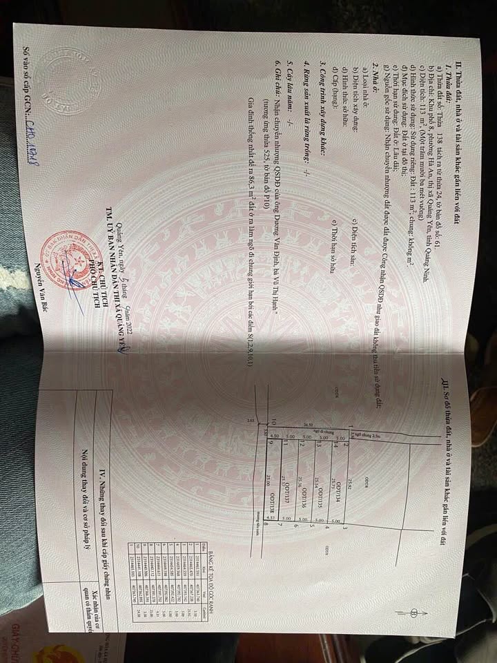 Đất chính chủ Quảng Yên 113m² - Ngõ ô tô vào tận đất, giá thỏa thuận!