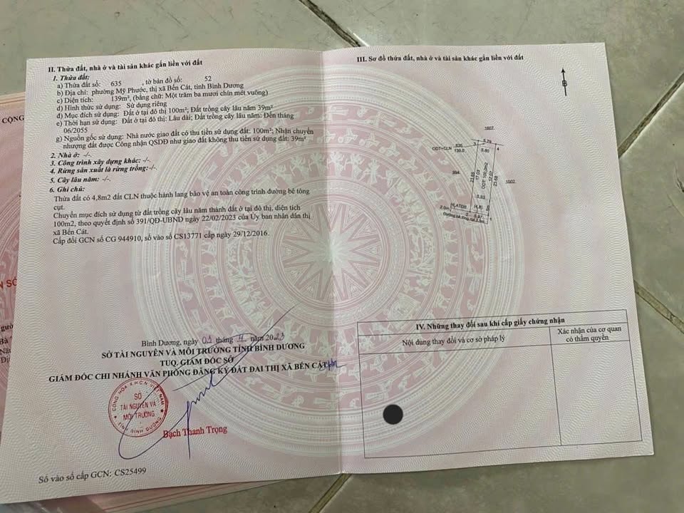 Đất thổ cư 100m² tại phường Mỹ Phước, Bến Cát - Giá chỉ 1.1 tỷ