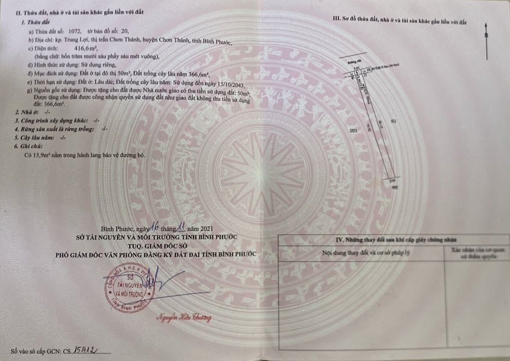 Đất thổ cư 400m² Lê Duẩn, Chơn Thành - Gần TTTM, giá chỉ 1 tỷ!