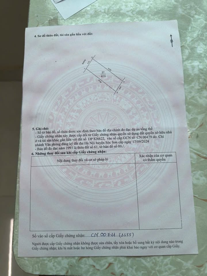 Đất thổ cư Cầu Xây, Tân Dân, Sóc Sơn 67.5m² giá 1.5 tỷ - Ô tô vào tận đất!