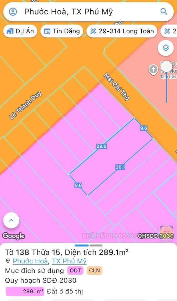 Đất mặt tiền đường Lam Sơn, Phú Mỹ, 289m² giá 4.8 tỷ - Đầu tư sinh lời!