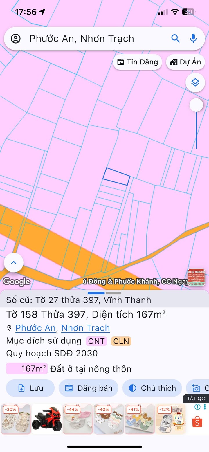 Đất thổ cư Vĩnh Thanh Nhơn Trạch 760m² giá 1.65 tỷ - Cơ hội đầu tư vàng!