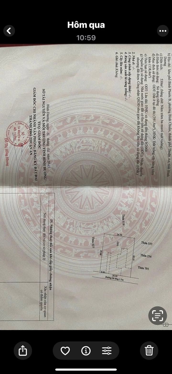 Đất thổ cư 530m² Bình Chuẩn, Thuận An giá 7.8 tỷ - Đầu tư sinh lời ngay!