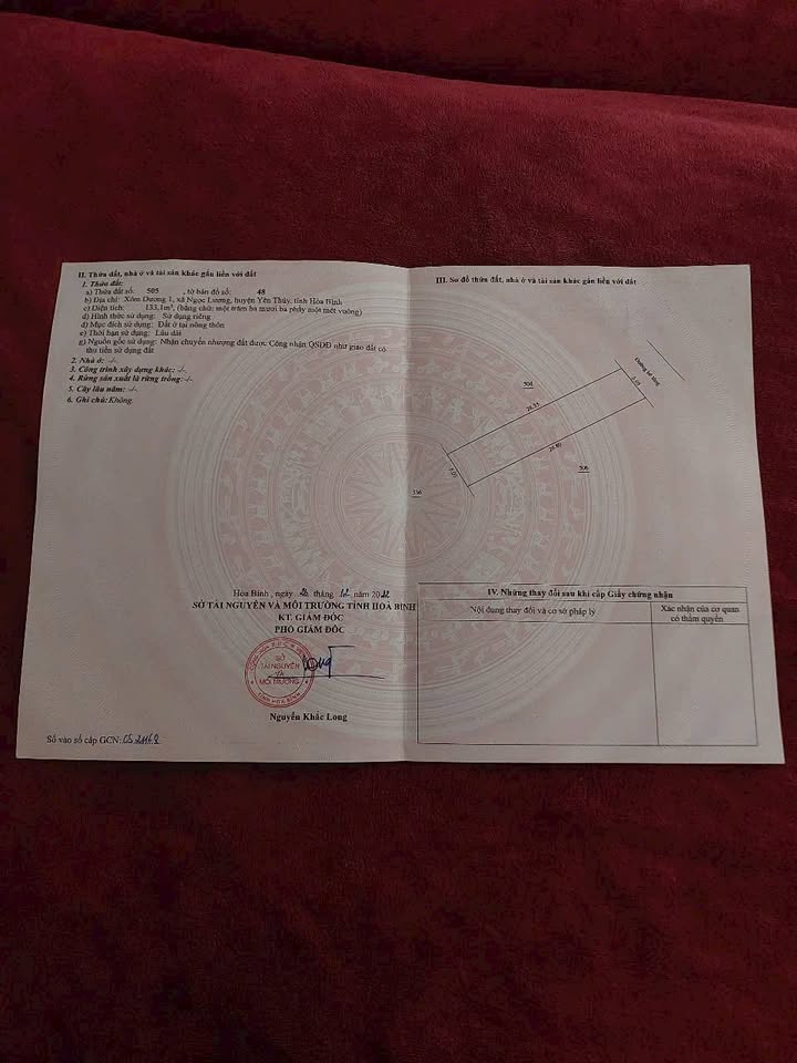 Đất thổ cư Ngọc Lương, Yên Thủy 133m² giá 400 triệu - Sổ đỏ chính chủ, đầu tư sinh lời!