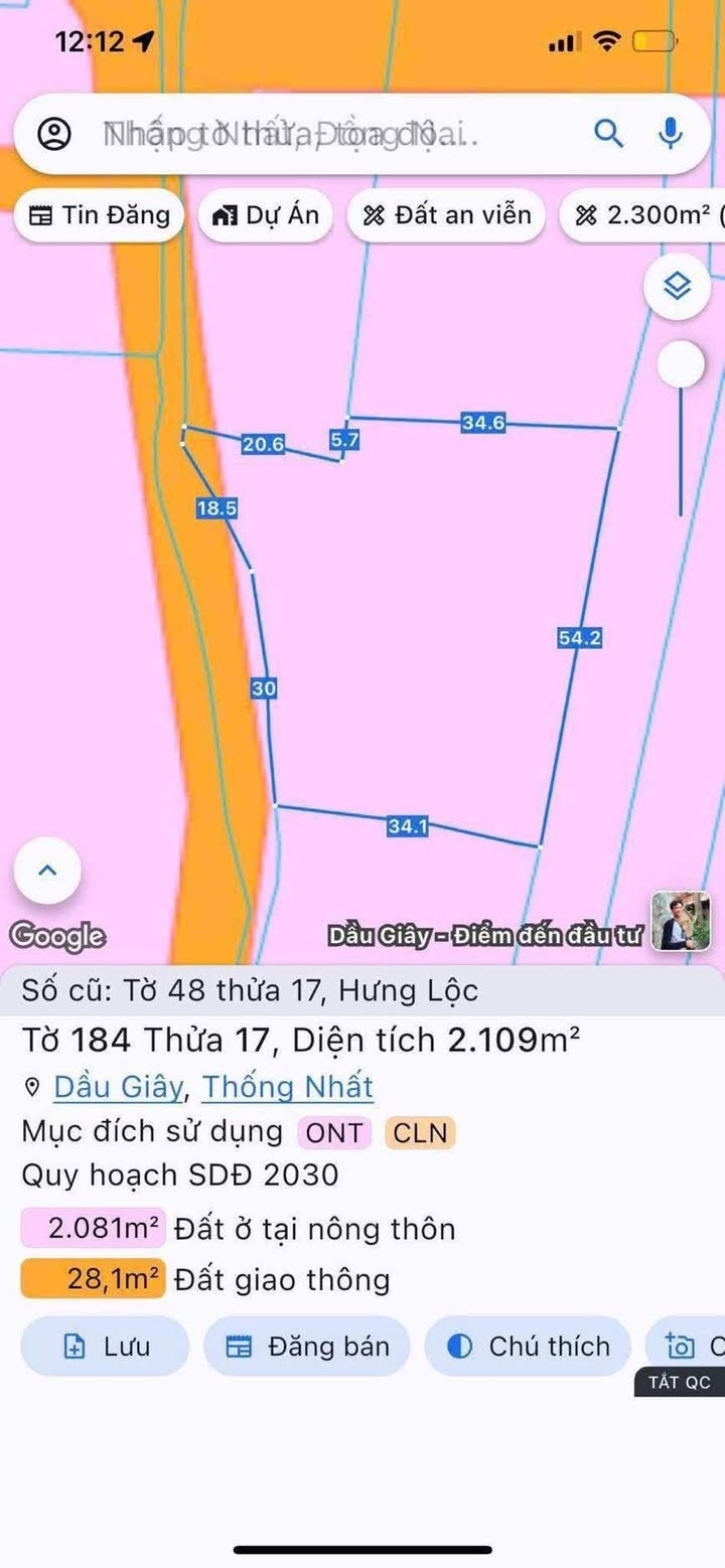 Đất nền Dầu Giây 2100m² giá thỏa thuận - Tiềm năng đầu tư vượt trội!