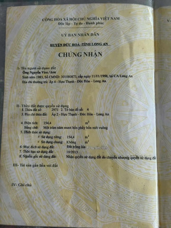 Đất nền khu vực Hựu Thạnh, Đức Hoà 150m² giá chỉ 600 triệu - Cơ hội đầu tư tuyệt vời!