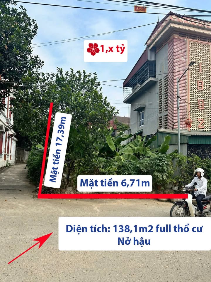 Đất 2 mặt tiền An Đạo Phù Ninh 138m² giá 1 tỷ - Kinh doanh ngay lập tức!