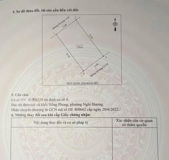 Đất nền Tái Định Cư Nghi Hương 270m² giá thỏa thuận - Mặt tiền đường rộng 12m!