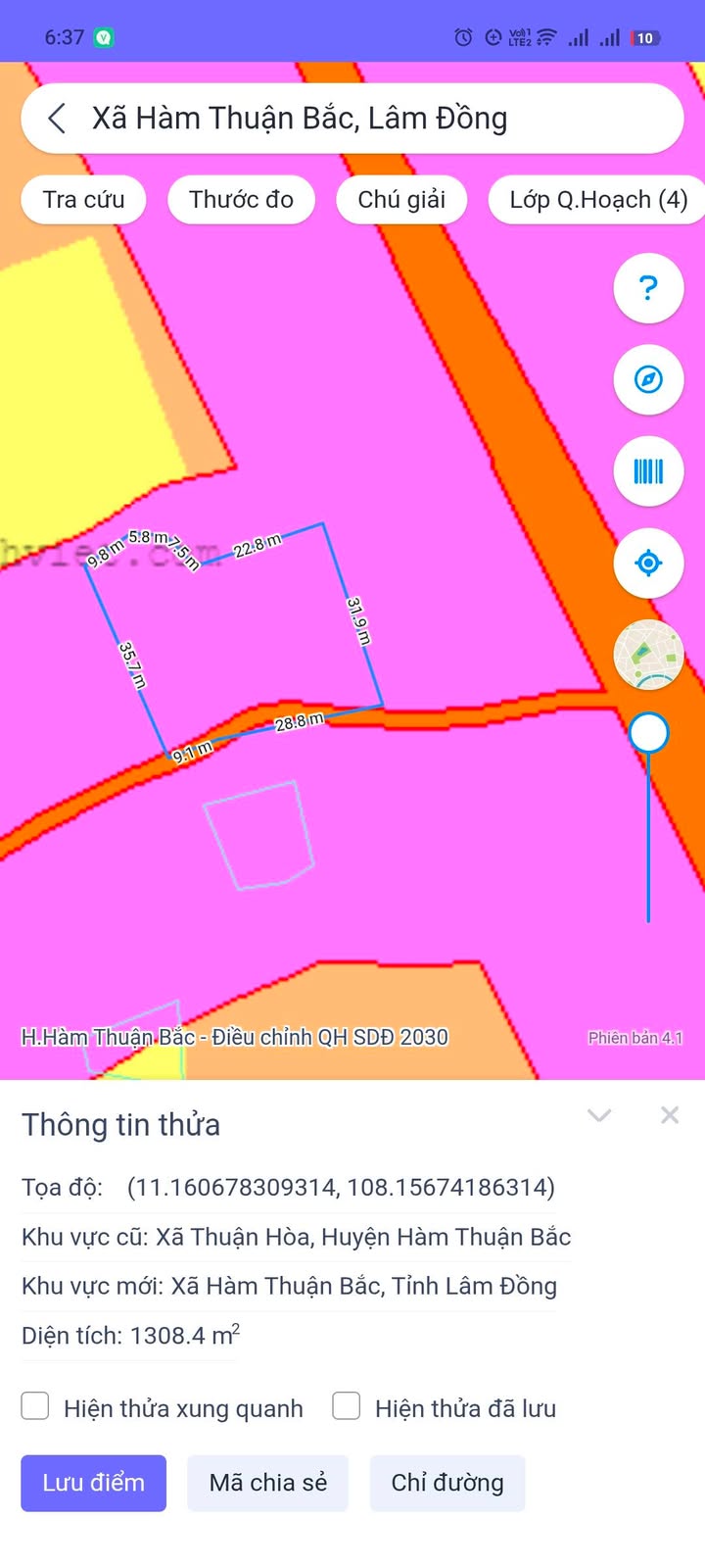 Đất thổ cư 1308m² xã Thuận Hòa giá 260 triệu - Đầu tư sinh lời ngay!