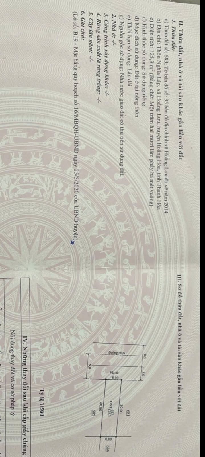 Đất nền Hoằng Lưu 125.3m² mặt tiền 6m - Giá tốt thỏa thuận!