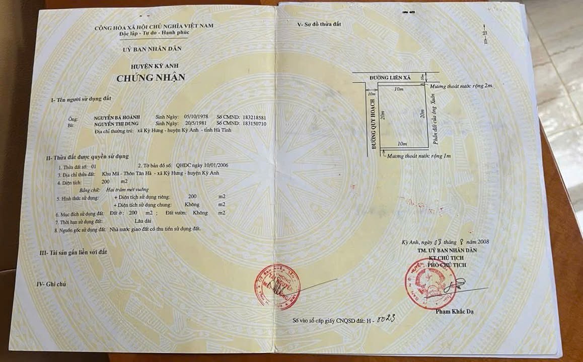 Đất nền Kỳ Anh 200m² giá 3 tỷ - Vị trí đắc địa, chính chủ bán gấp!