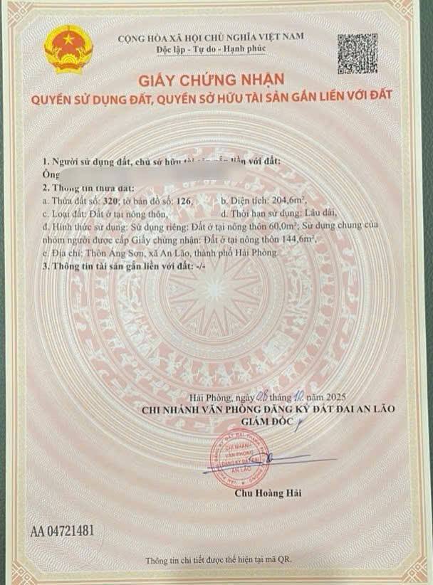 Đất thổ cư Thái Sơn, An Lão 60m² giá chỉ từ 300 triệu - Đường thông ô tô dễ dàng!