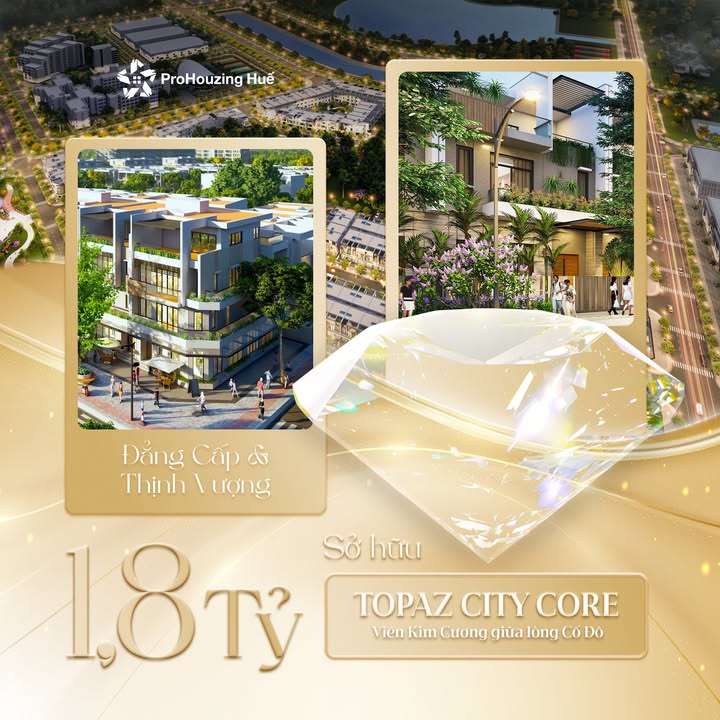 Nhà phố 3 tầng Topaz City Core Huế 102m² giá chỉ 1.8 tỷ - Nhận nhà ở ngay!