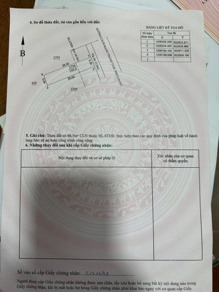 Đất mặt tiền Cách Mạng Tháng 8, Bình Nhâm 149m² giá 6.75 tỷ - Kinh doanh sầm uất!