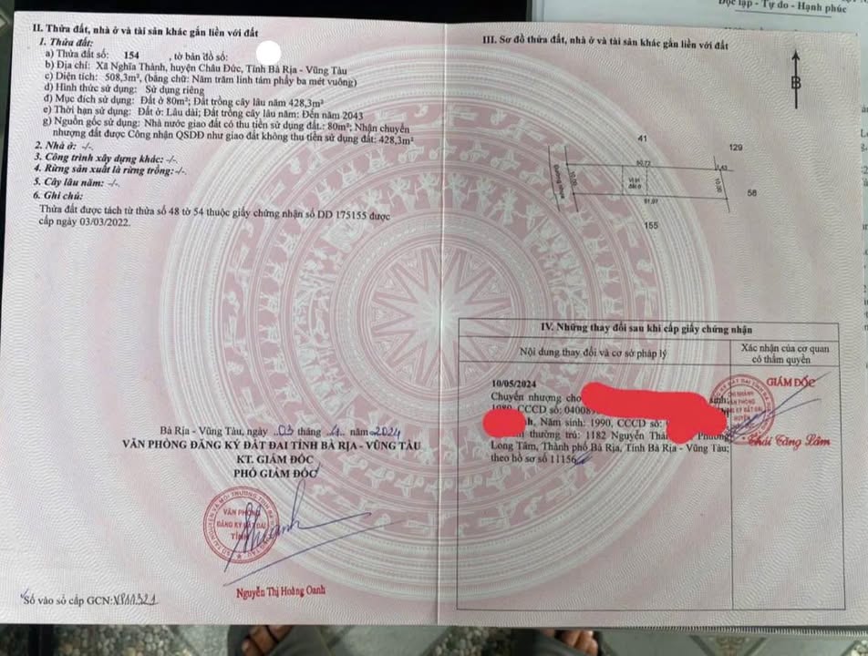 Đất nền Nghĩa Thành, Châu Đức 5080m² giá 1.8 tỷ - Cơ hội đầu tư sinh lời!