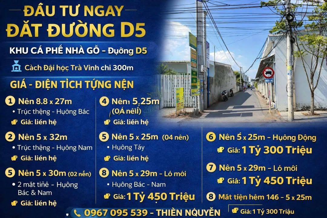 Đất nền Khu Cà Phê Nhà Gỗ, đường D5, Bình Thạnh, 237.6m², giá chỉ từ 1.3 tỷ!