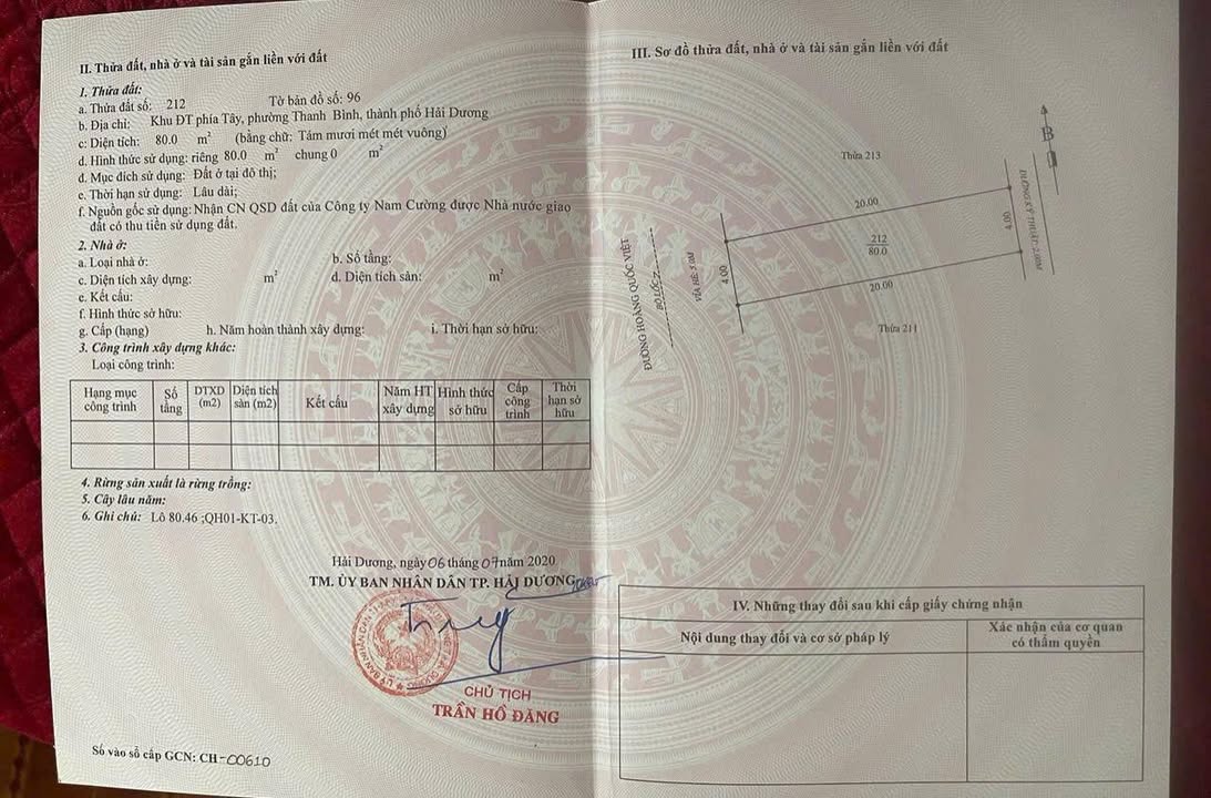 Bán đất mặt đường Hoàng Quốc Việt, Hải Dương 80m² - Vị trí kinh doanh đắc địa!