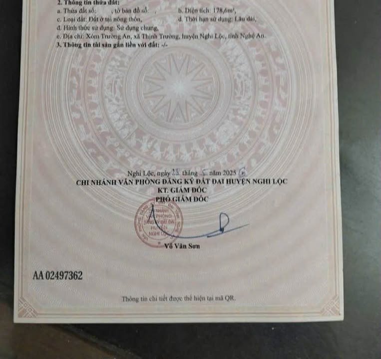 Đất nền Xóm Trường An, xã Thịnh Trường 178.6m² giá 3.465 tỷ - Vị trí đắc địa, giao thông thuận lợi