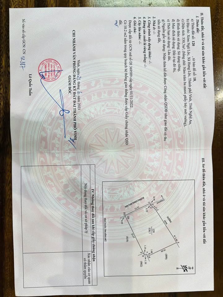 Bán đất Hưng Lộc, Vinh 100m² giá 5.4 tỷ - Mặt tiền 5m, hướng Tây Nam