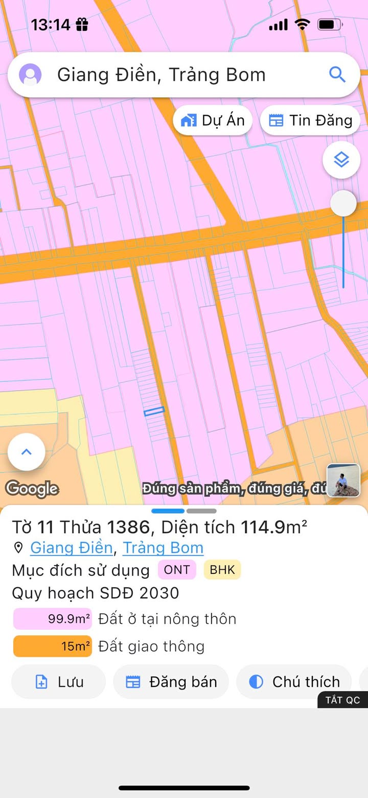 Đất nền Giang Điền Trảng Bom 115m² giá 900 triệu - Sổ riêng thổ cư chính chủ!
