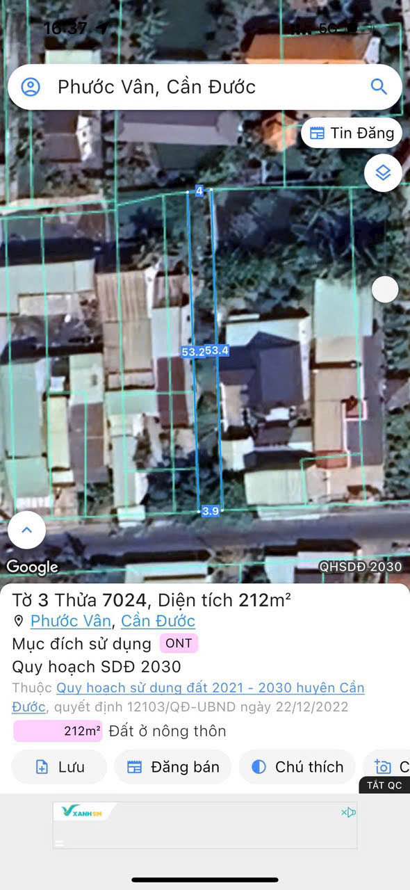 Đất nền 212m² mặt tiền đường Phước Vân, Cần Đước - Đầu tư sinh lời ngay!