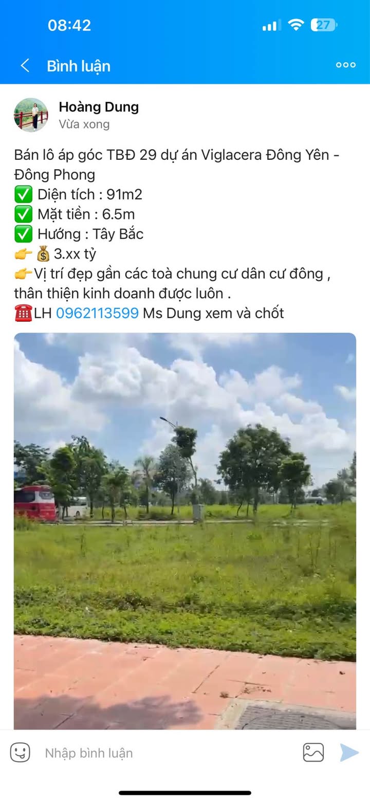 Đất nền dự án Viglacera Đông Yên 91m² giá 3 tỷ - Vị trí đẹp, kinh doanh thuận lợi!