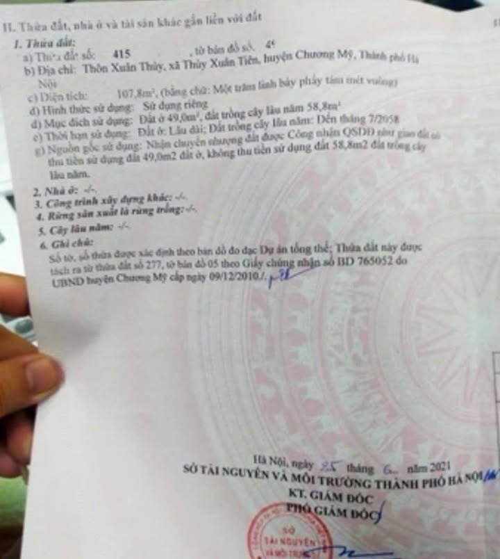 Bán gấp đất 107m² Xuân Thủy, Chương Mỹ, Hà Nội - Giá chỉ 20 tỷ!