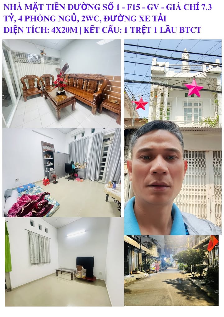 Nhà mặt tiền đường Số 1, phường 15, Gò Vấp, 80m² giá chỉ 7 tỷ - Cơ hội đầu tư tuyệt vời!