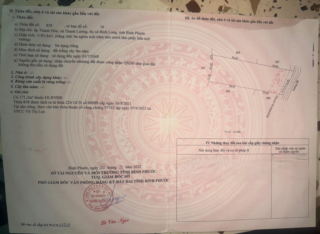 Bán lô đất 3.185m² Phường An Lộc, Đồng Nai giá chỉ 550 triệu - Cơ hội đầu tư sinh lời!