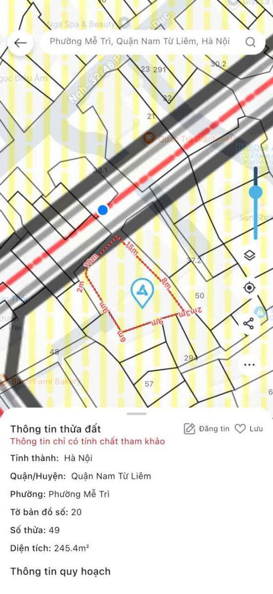 Đất Mễ Trì 15m² giá 2.475 tỷ - Sổ đỏ chính chủ, đầu tư sinh lời!