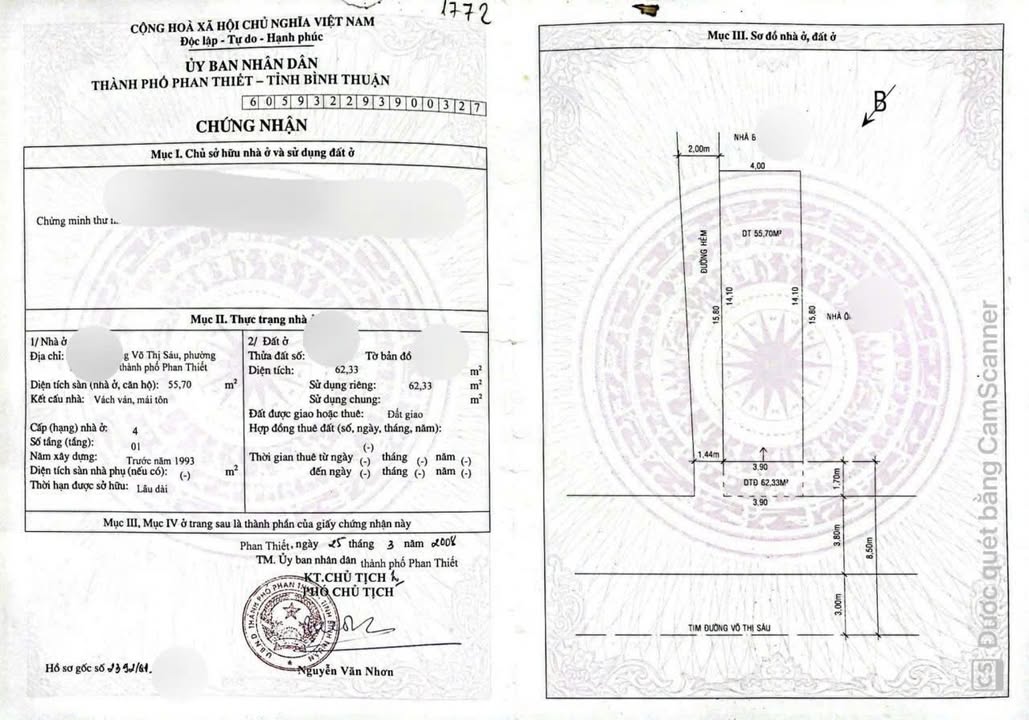 Đất thổ cư lô góc Võ Thị Sáu, Bình Hưng 62,3m² giá 3 tỷ - Cơ hội đầu tư tuyệt vời!