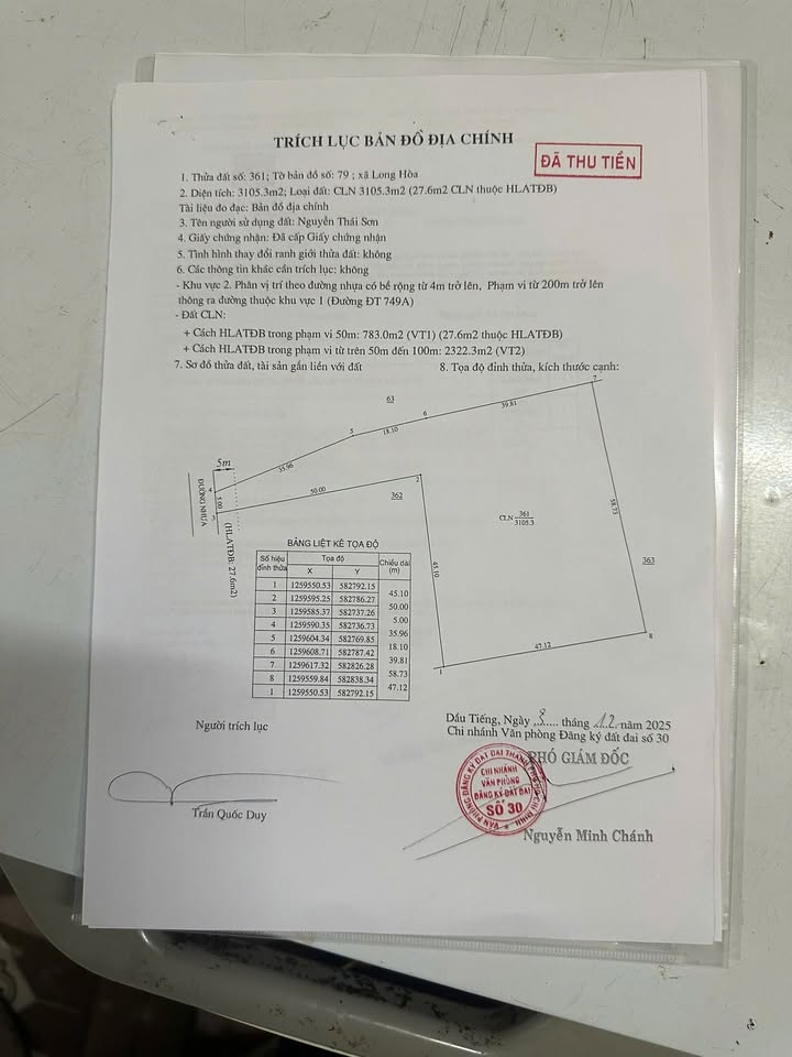 Đất nền Dầu Tiếng Bình Dương 3000m² giá 1.2 tỷ - Đầu tư sinh lời ngay!