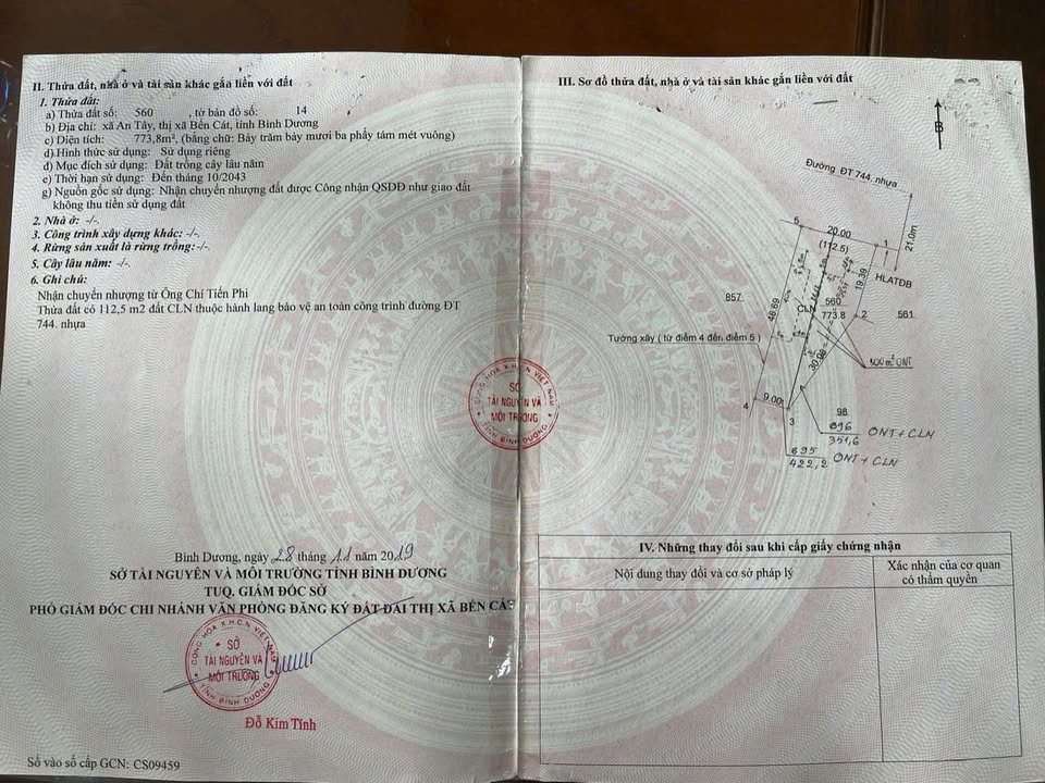 Bán đất mặt tiền ĐT 744, phường An Tây, TP Bến Cát - Sẵn nhà thô xây sẵn!