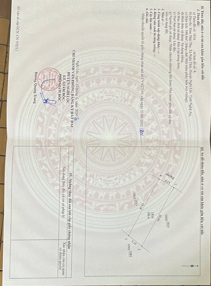 Bán đất Nghi Thái 100.4m² giá 1.6 tỷ - Đối diện Cao đẳng Sư phạm