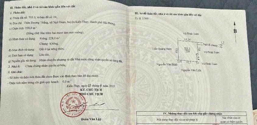 Đất nền Kiến Thụy Hải Phòng 228m² giá thỏa thuận - Dân cư đông đúc và văn minh!