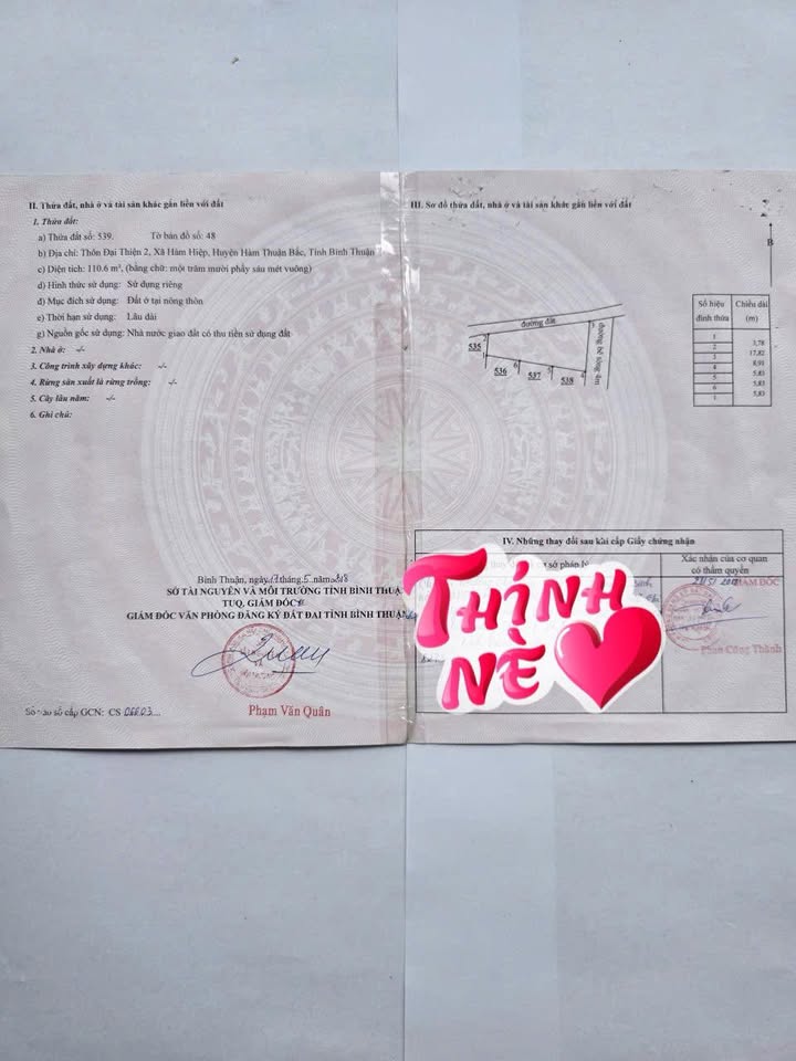 Đất nền Phong Nẫm Phan Thiết 110m² giá 530 triệu - Cơ hội đầu tư tuyệt vời!