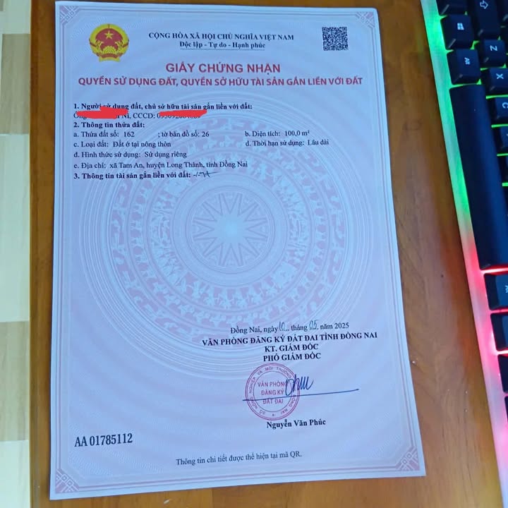 Đất nền ấp 3 xã Tam An 100m² giá 1.15 tỷ - Cơ hội đầu tư tuyệt vời!