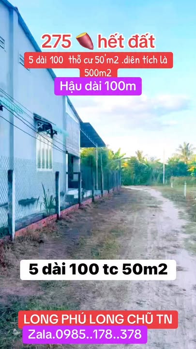 Đất thổ cư Long Chử Tây Ninh 500m² giá chỉ 275 triệu - Cơ hội đầu tư tuyệt vời!