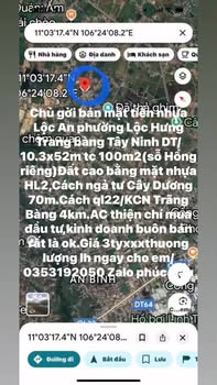 Đất nền mặt tiền Lộc An, Trảng Bàng, Tây Ninh 100m² - Đầu tư siêu lợi nhuận!