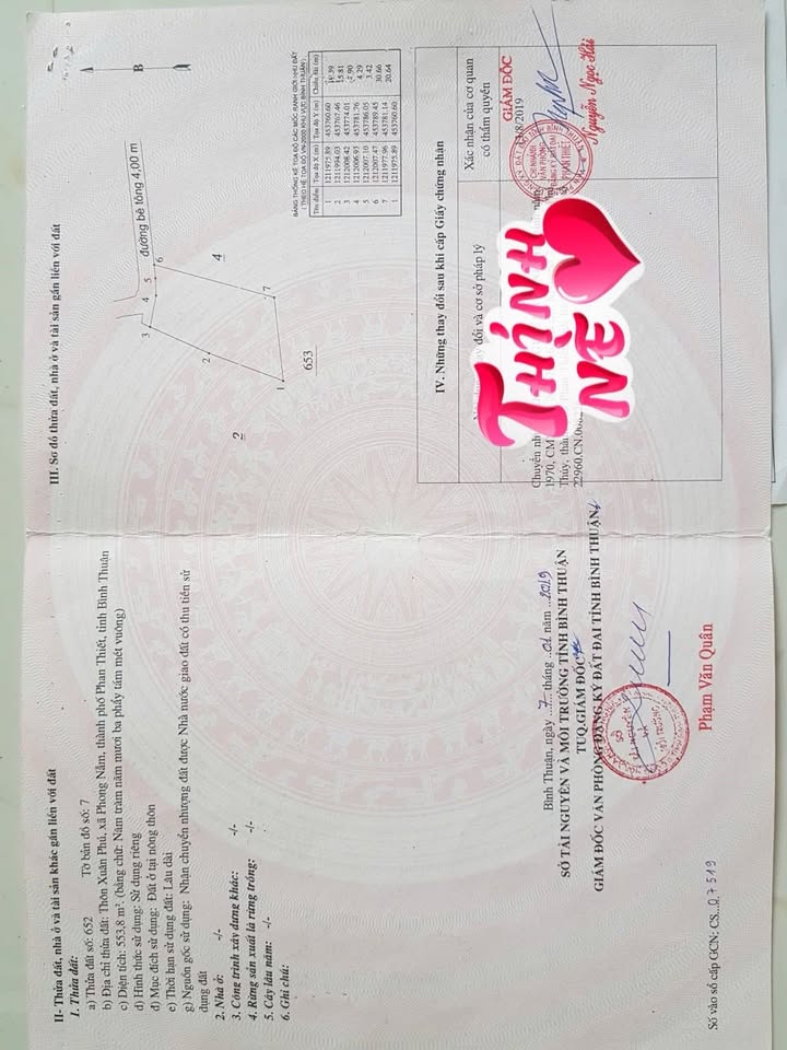 Đất thổ cư Phong Nẫm Phan Thiết 533m² giá 3 tỷ - Cơ hội đầu tư hấp dẫn!